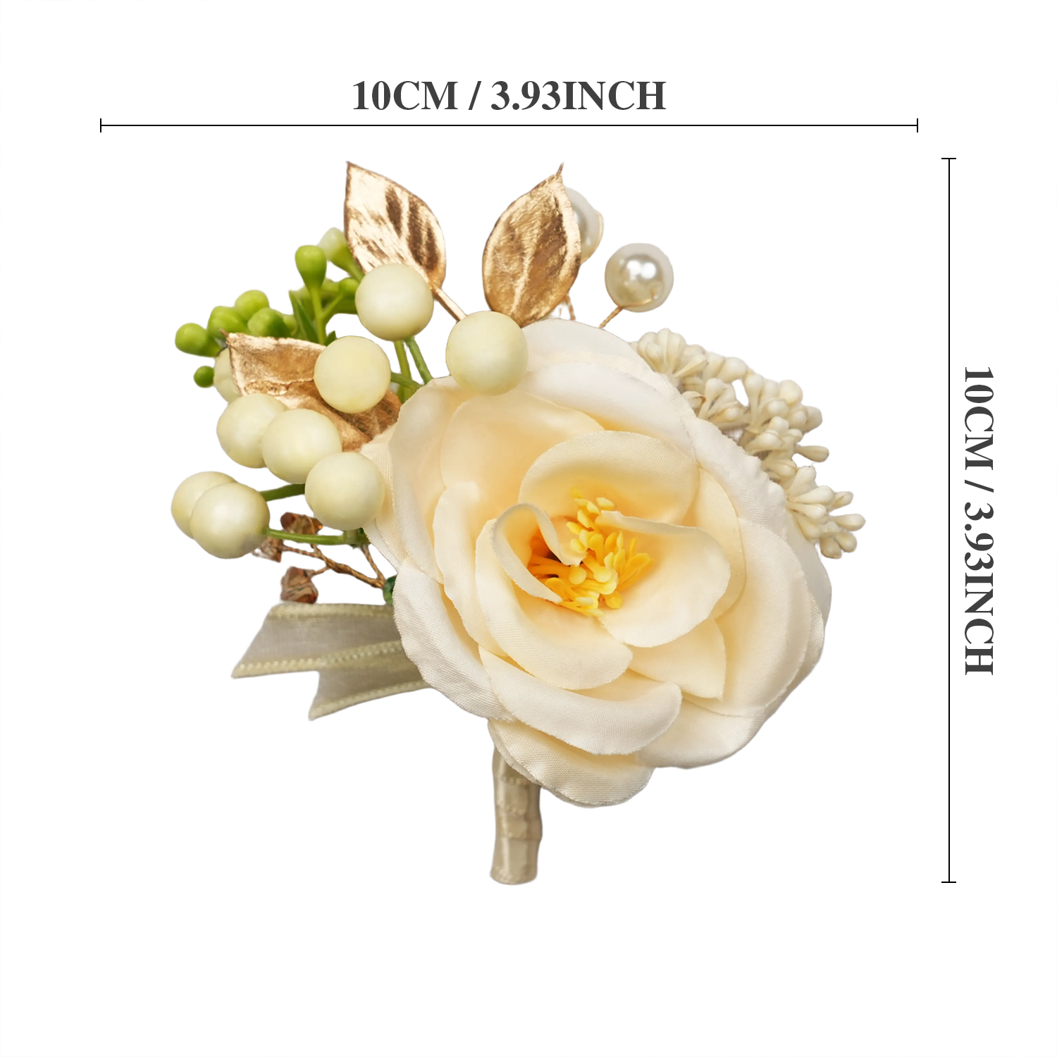 Uflower Champagne Series Bride Bouquet Wrist Corsage Groom Boutonniere Wedding Event Supplies